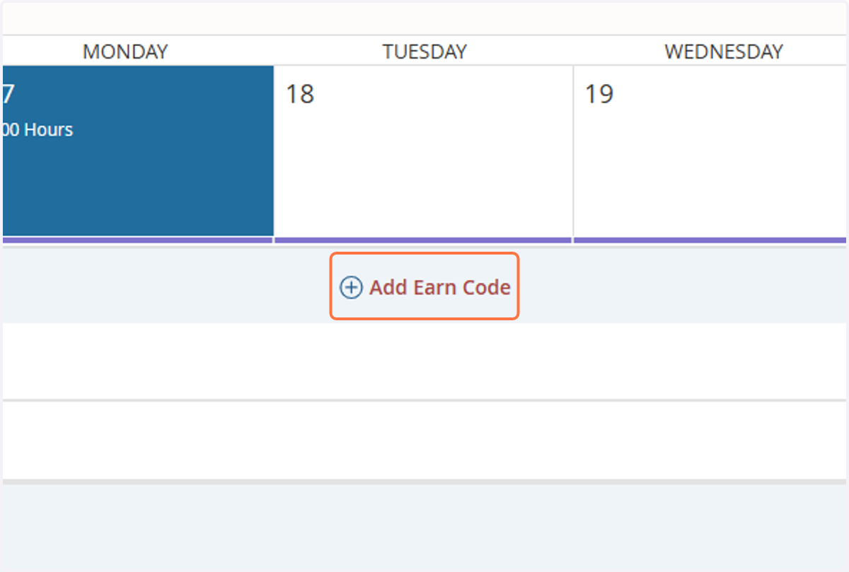 Click on + Add Earn Code