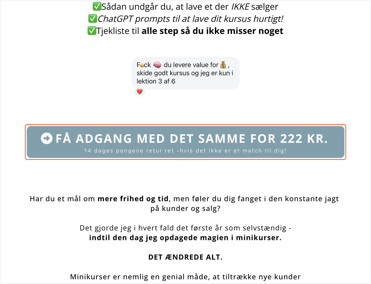 Din funnel åbner nu - klik på knappen eller linket, der tager dig til betalingsvinduet