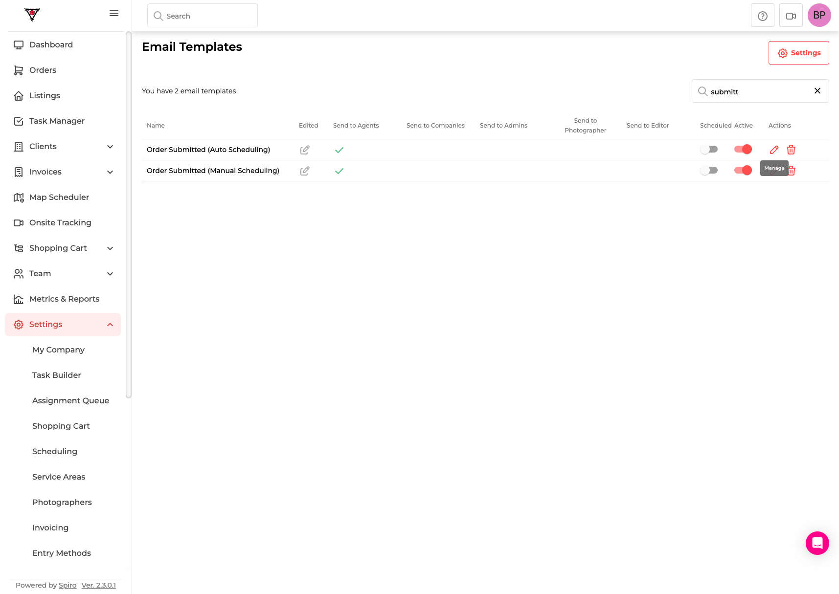 Manage the Desired Email Template