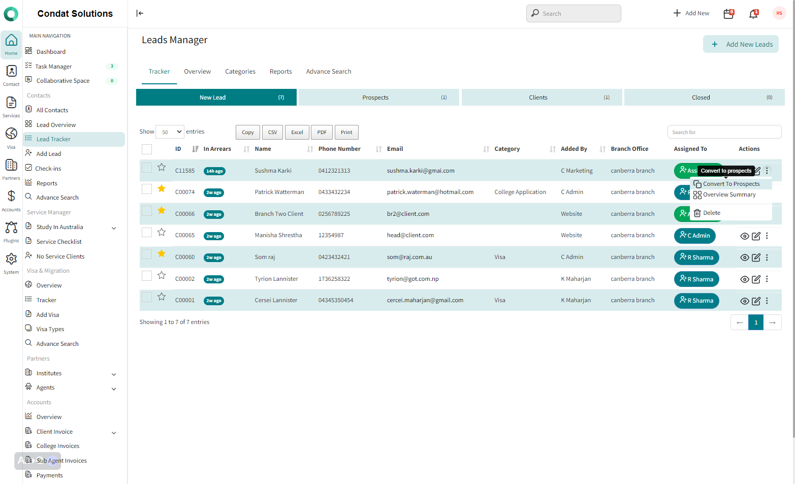 Tracking Lead, Prospect & Clients | Condat