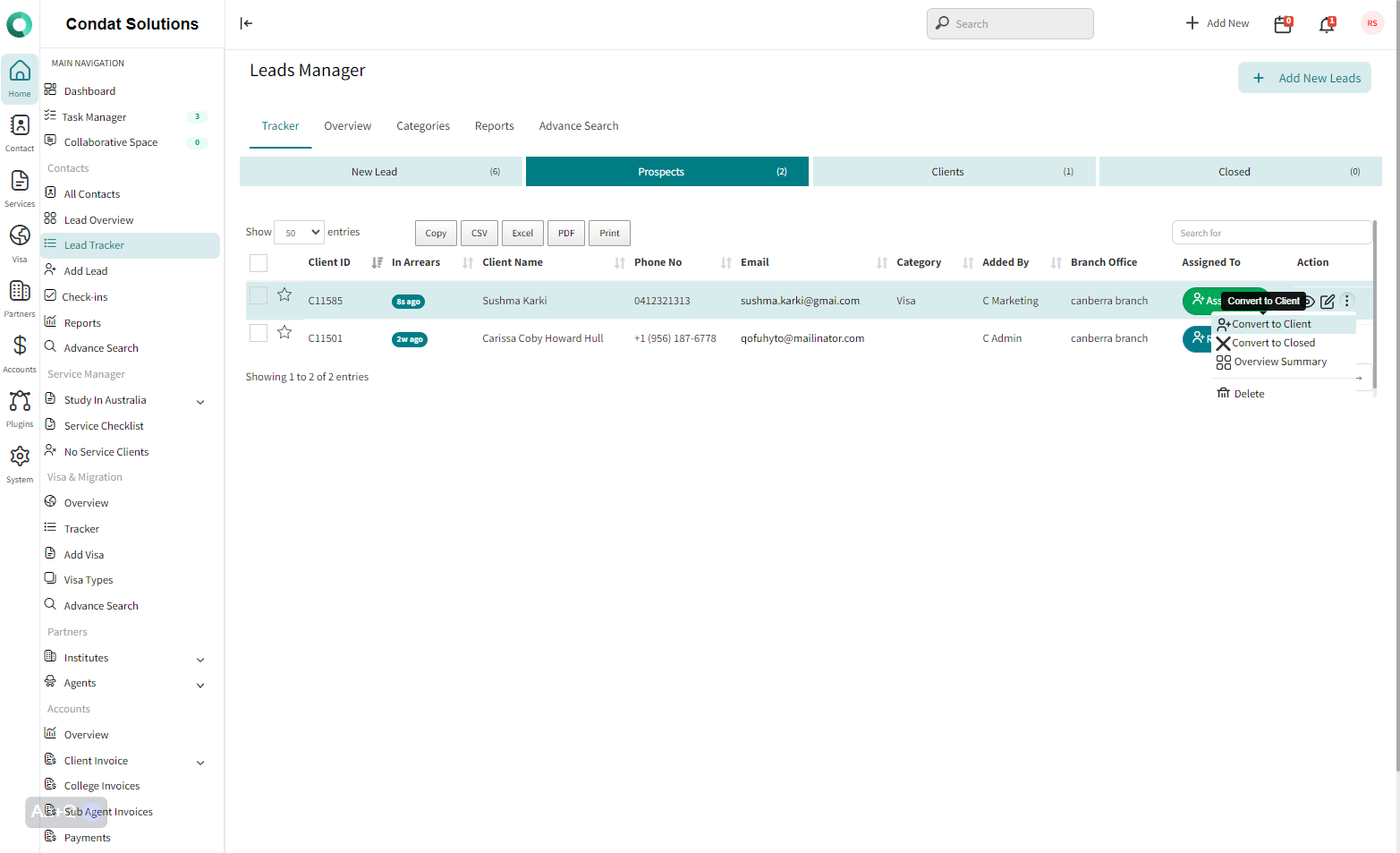 Tracking Lead, Prospect & Clients | Condat
