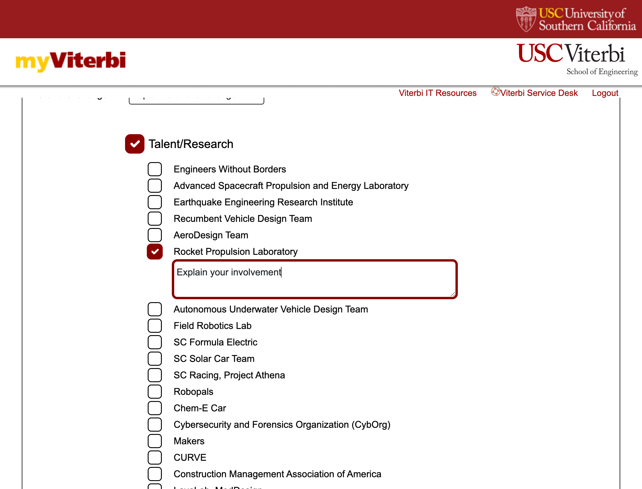 Explain your involvement under each activity