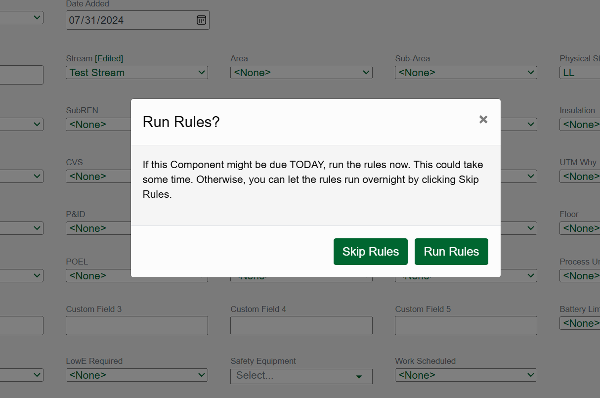 Choose whether to Run Rules now or Skip Rules.