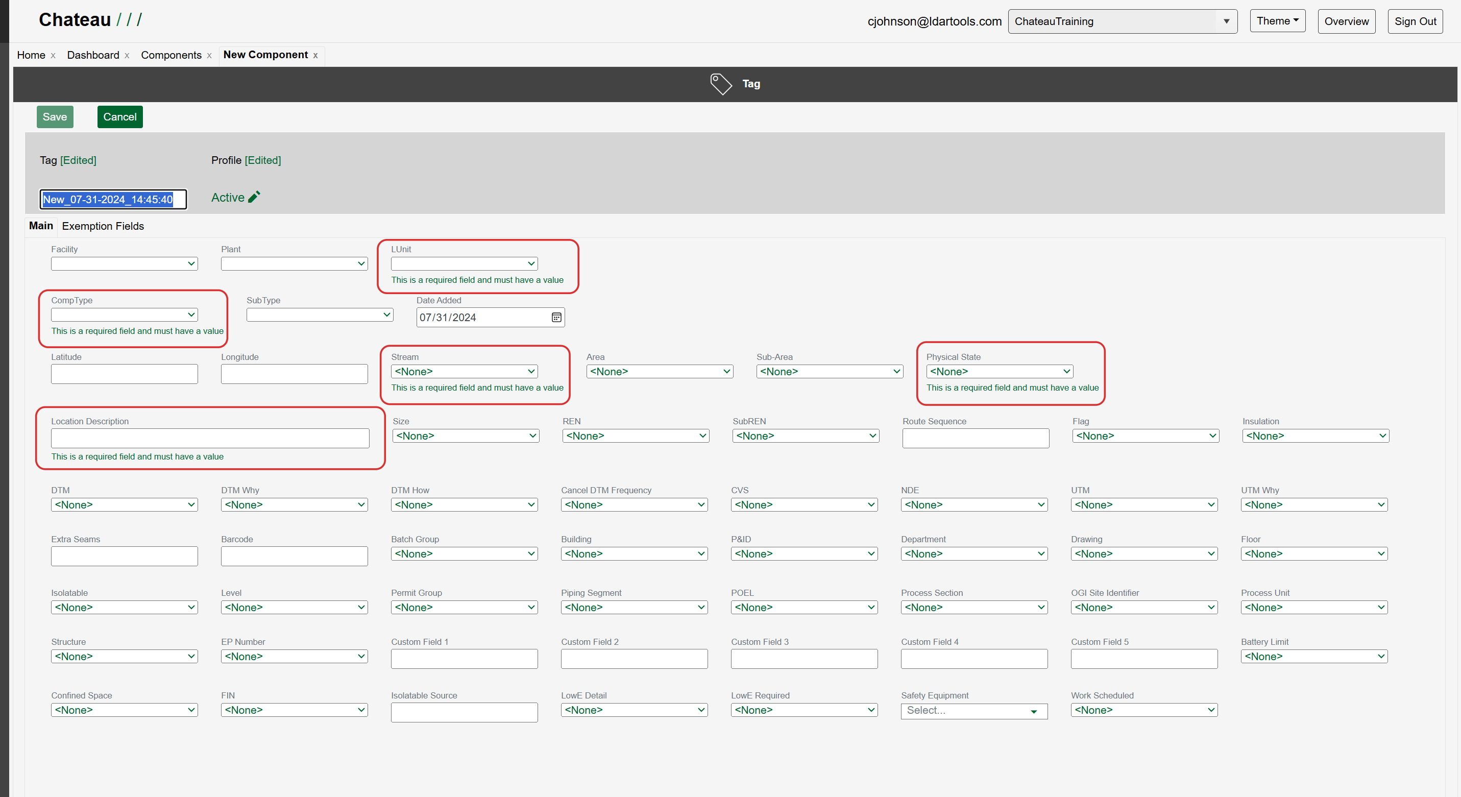 Update the required property fields and any others that you can.