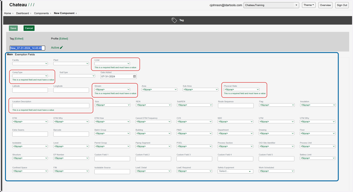 Update the required property fields and any others that you can.