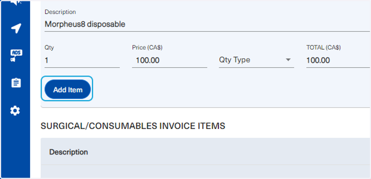 Click on Add Item