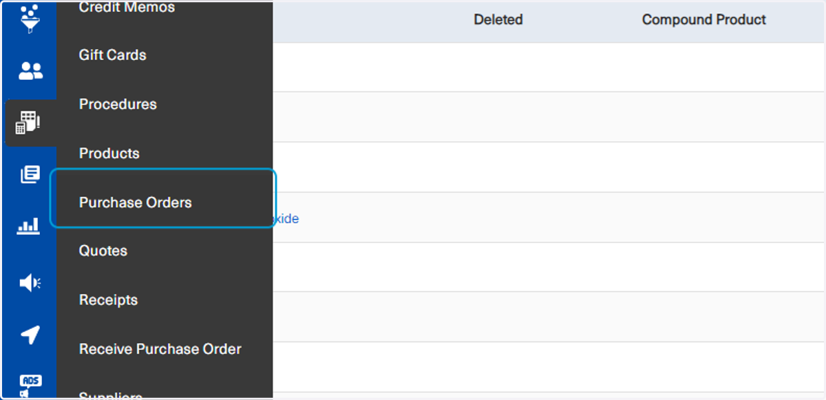 Click on Accounting, then on Purchase Orders