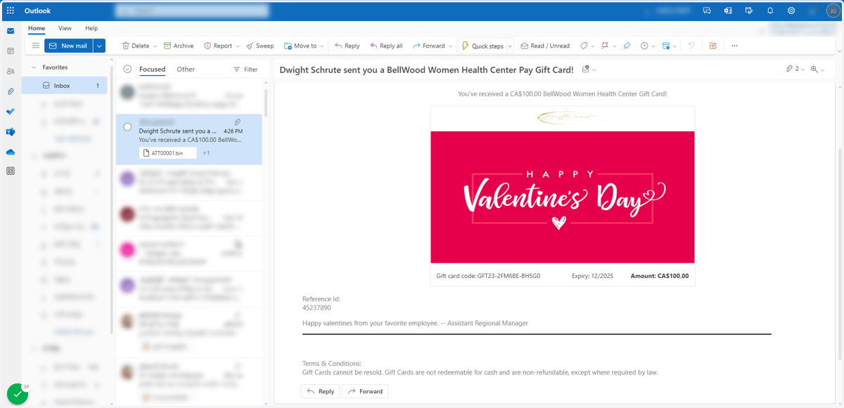 The recipient will receive an email upon having a gift card issued to them