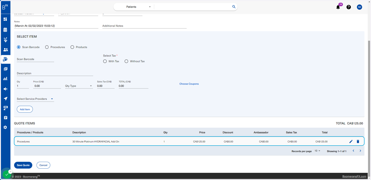 When redirected, users may drag to the bottom to view the quote in the bottom table