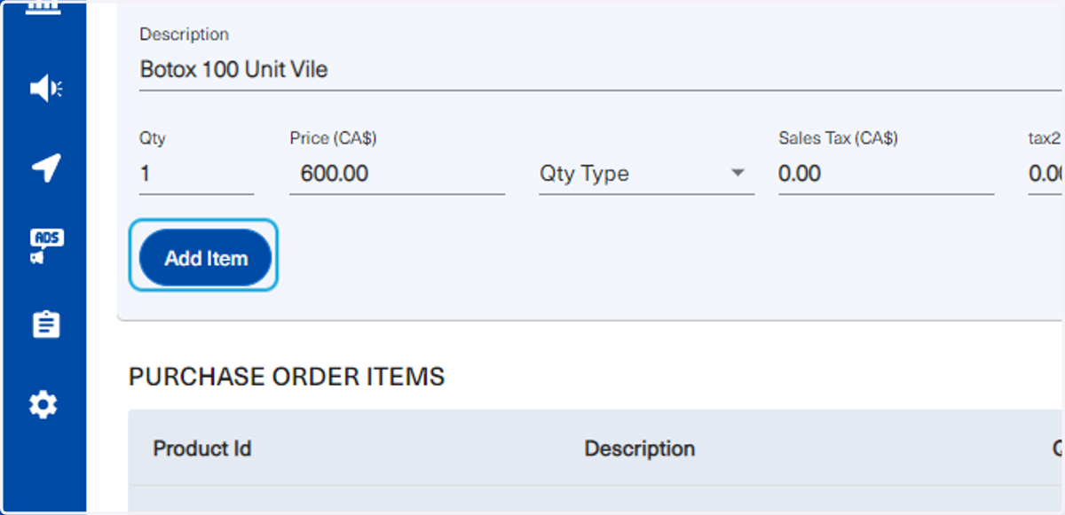 Once done, click on Add Item