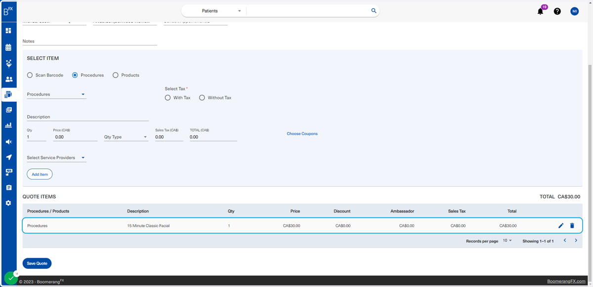As explained in earlier steps, the bottom table is a feature that allows users to preview and review the quote's details before confirming.