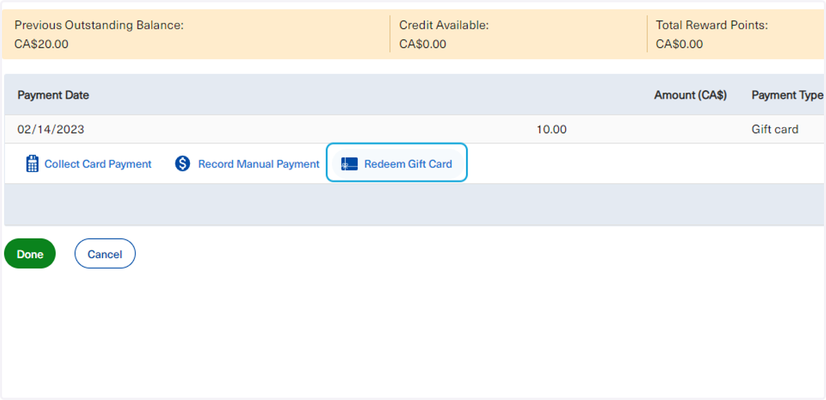 Staff members may also add other payment methods