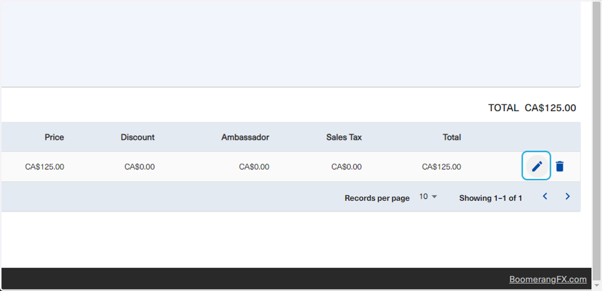 To edit the quote after previewing its details, users will click on the edit icon shown below