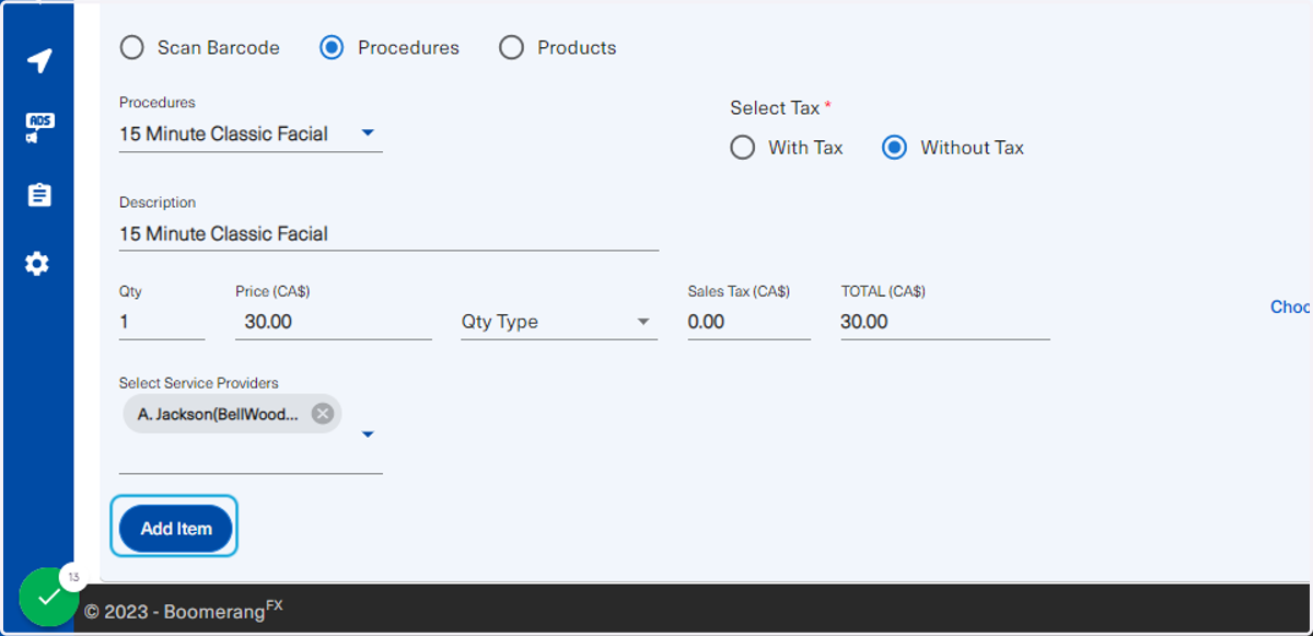 Once all information is filled out as necessary, click on Add Item
