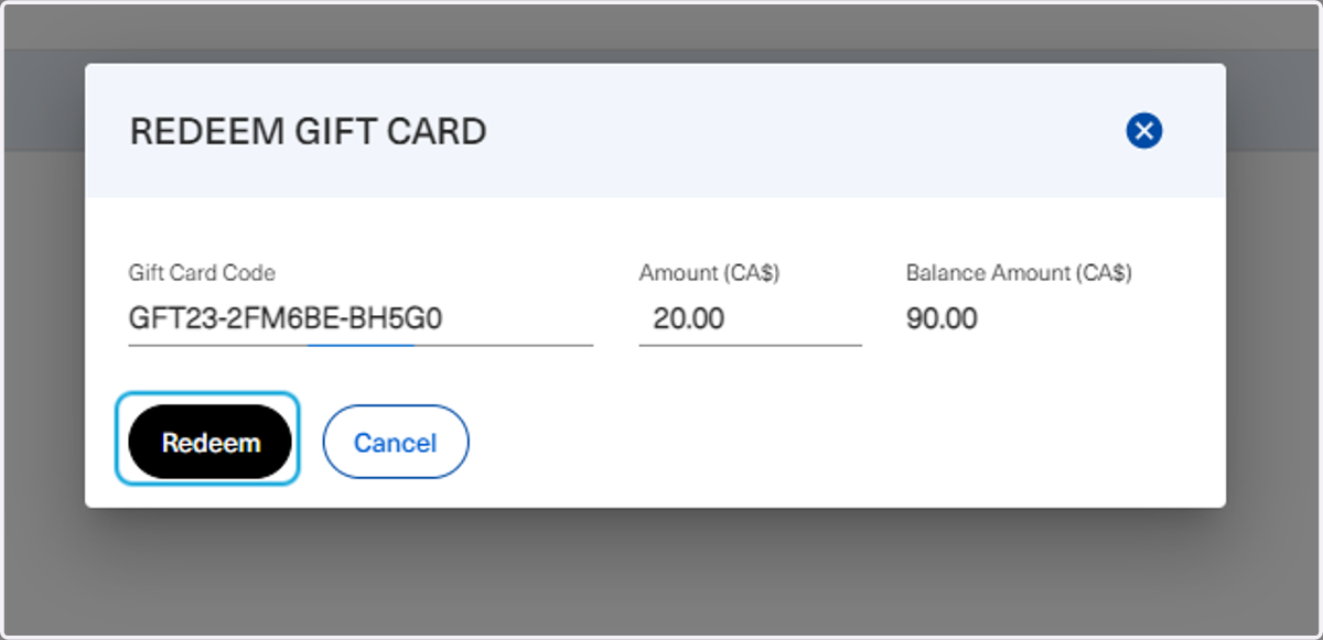 Click on Redeem