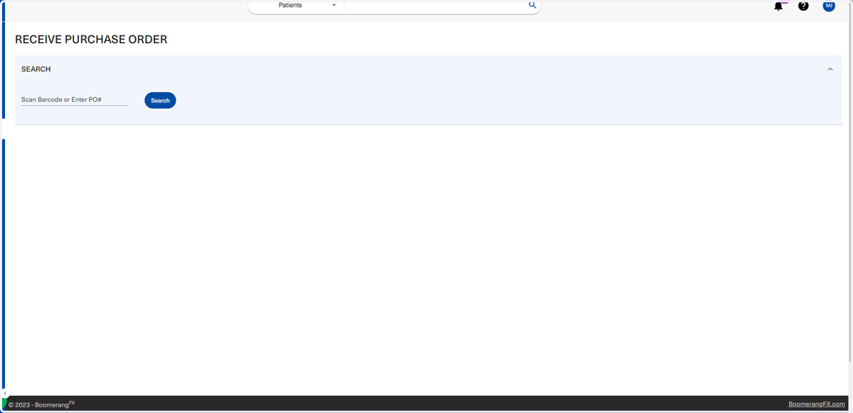 Users will paste the barcode number generated when creating the purchase to this field to mark a purchase as "received"