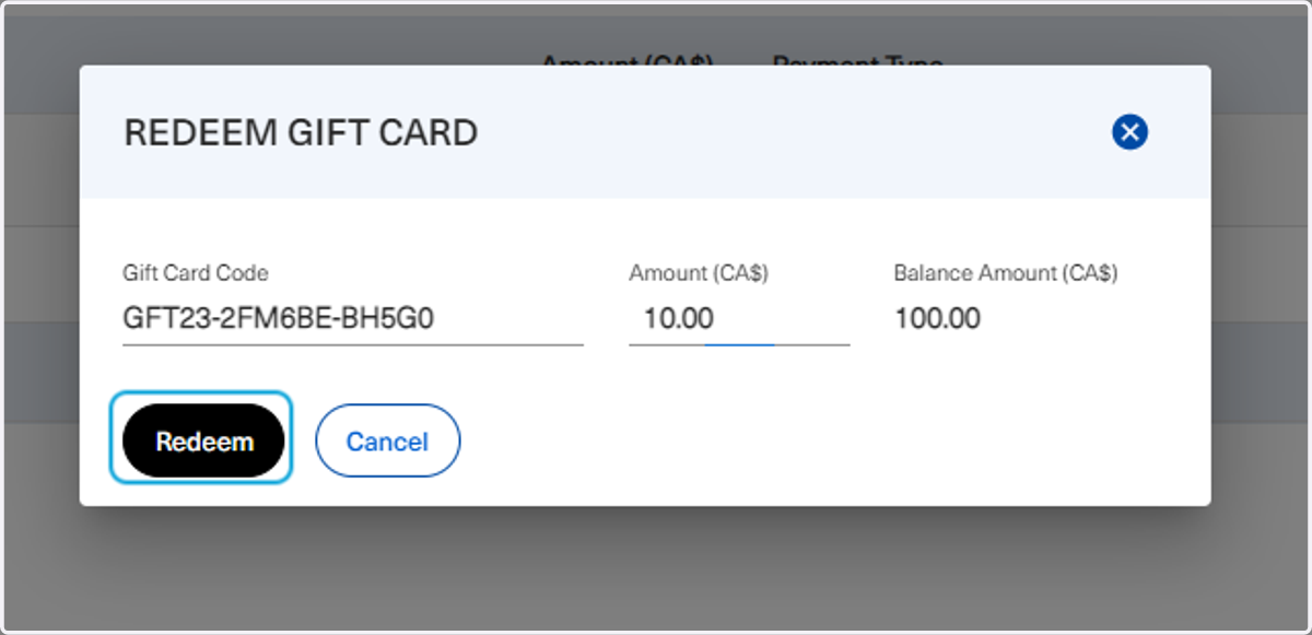 Click on Redeem