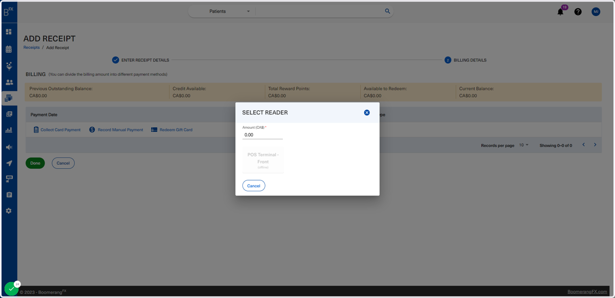 A Stripe account needs to be created and activated, and stripe readers need to be connected