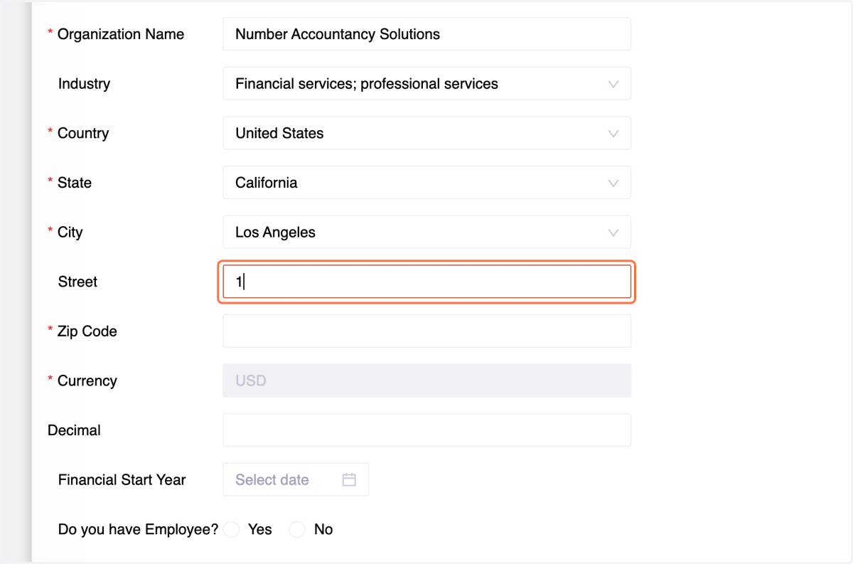Provide the street address where your business is physically situated.