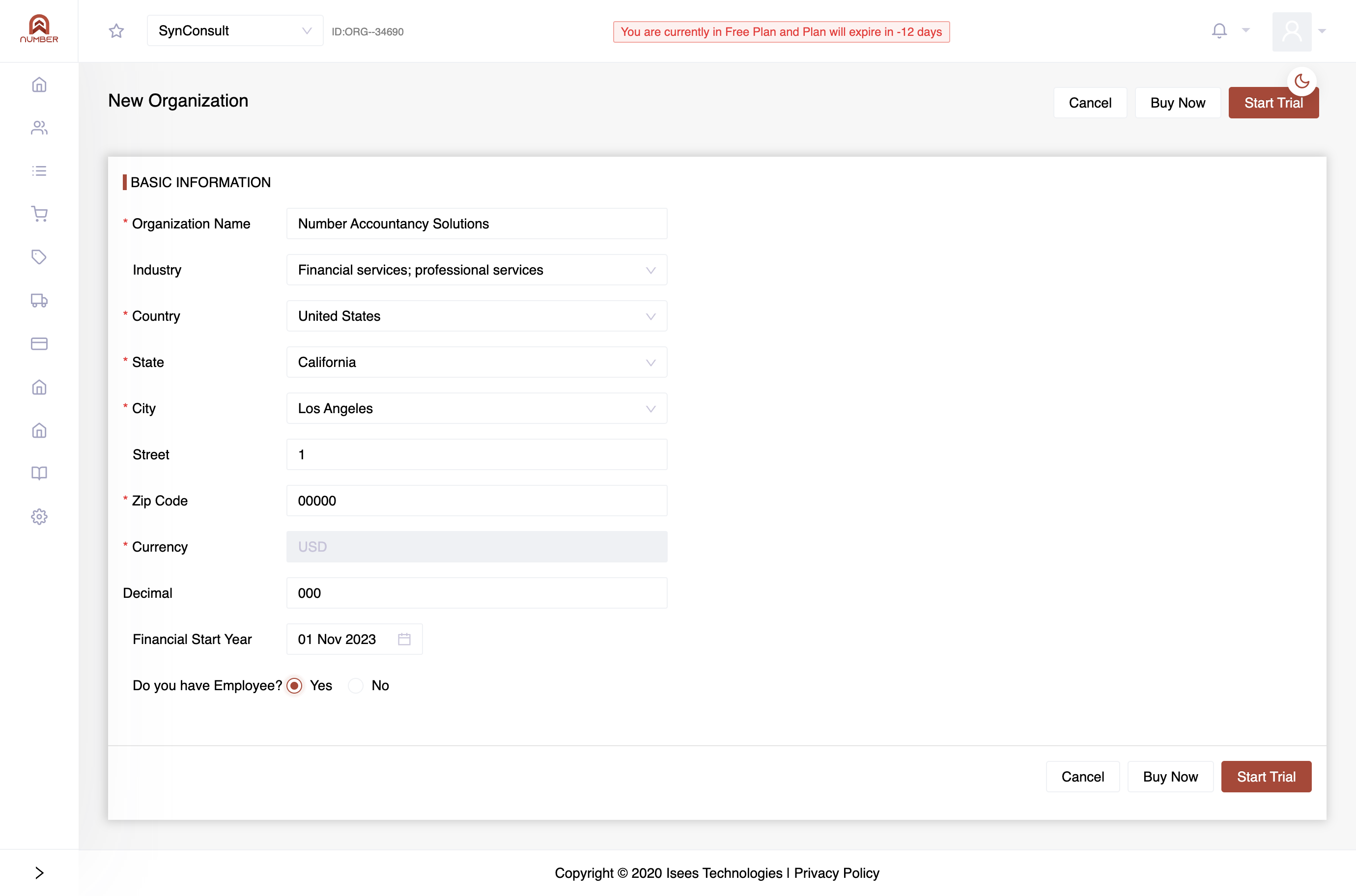 If you have employees select yes