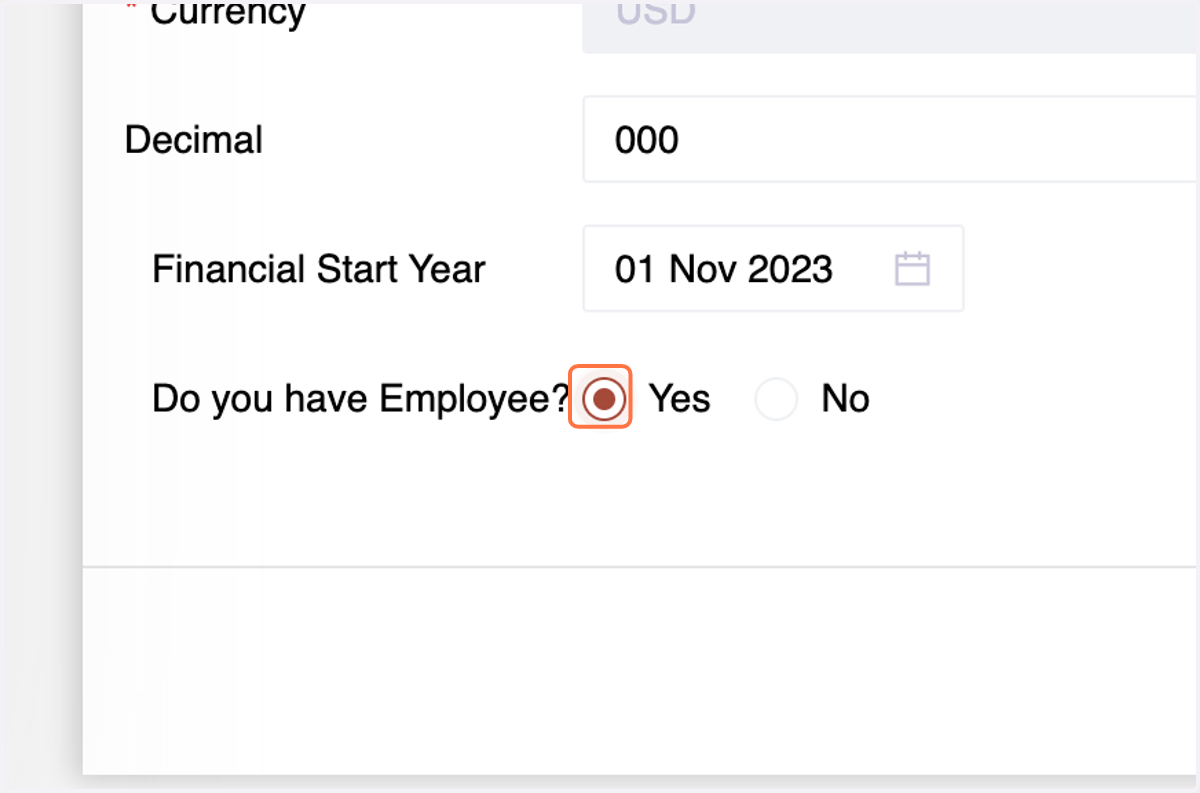 If you have employees select yes