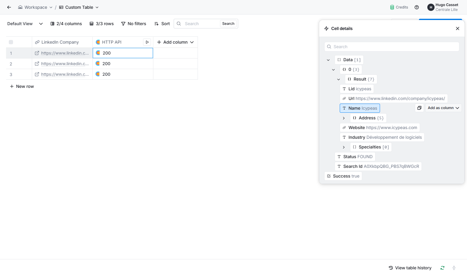 Eventually, you can create columns for the information you want