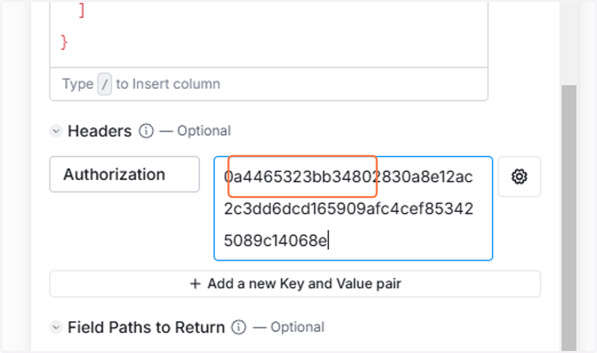 Paste your API Key into Value