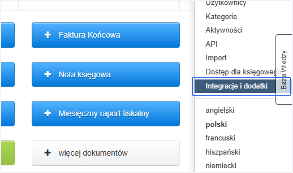 > Integracje i dodatki >