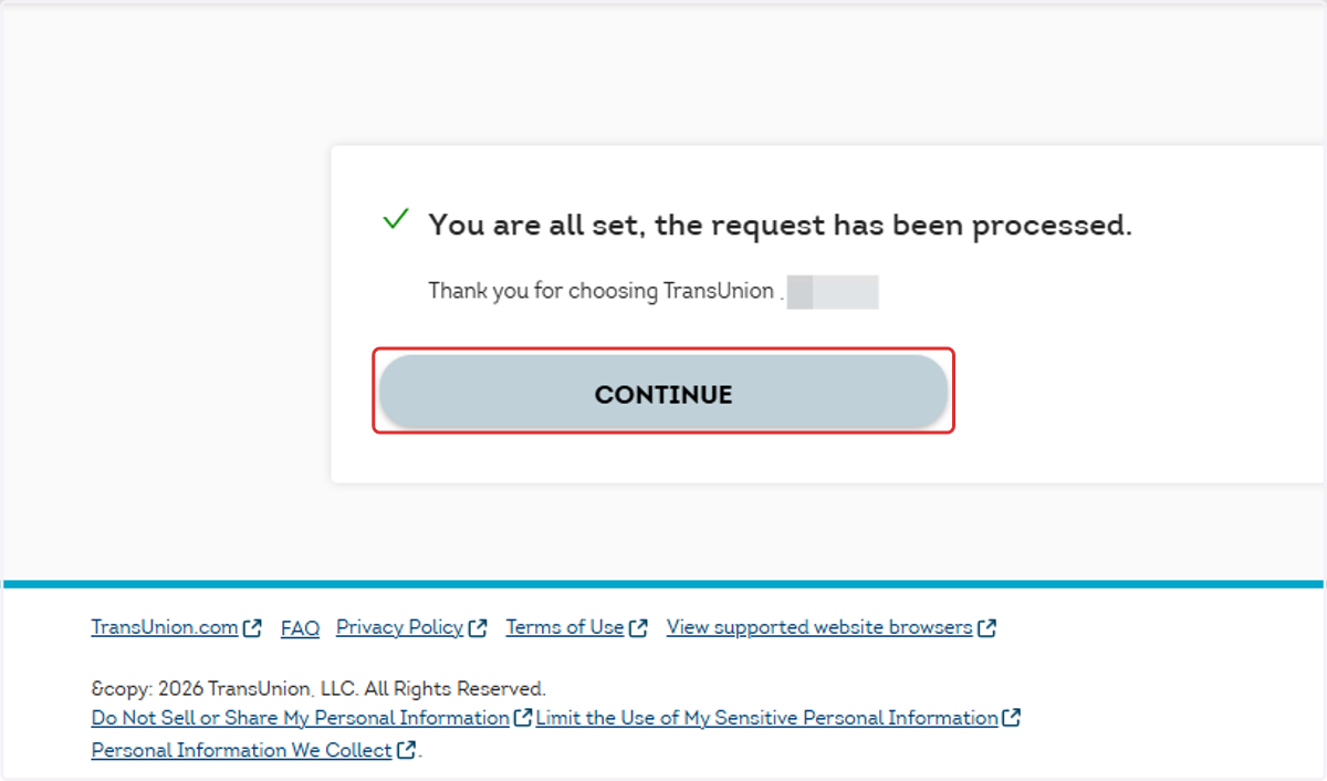 On the confirmation page, click on CONTINUE