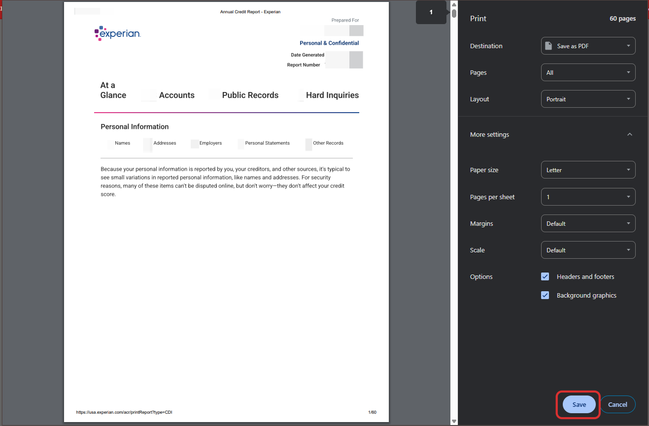 Set printer/destination as Save as PDF and print all pages, then click Save