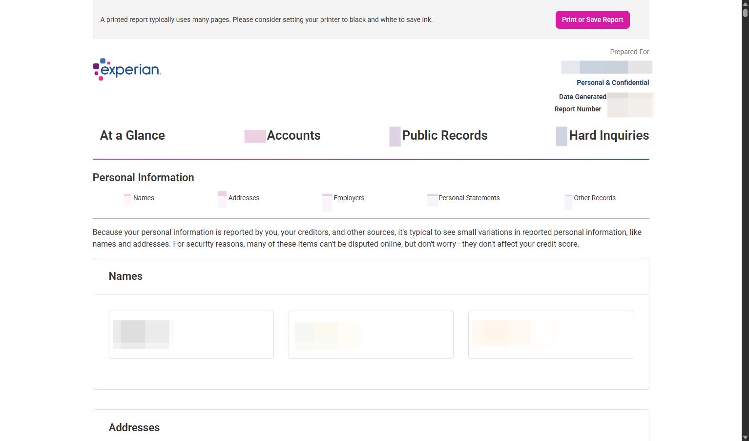 In the new tab or window, click on Print or Save Report