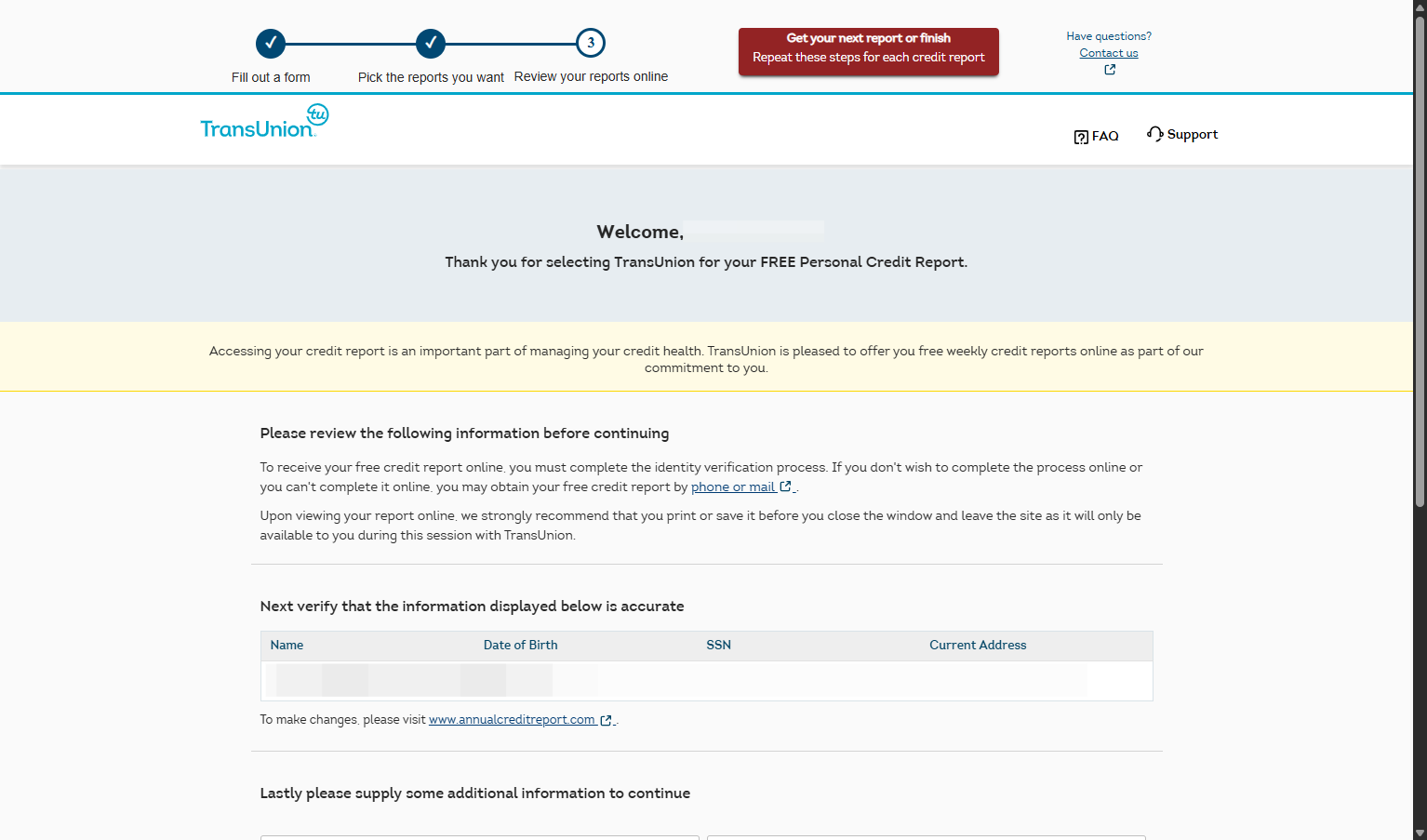 If asked to verify your personal information, review it
