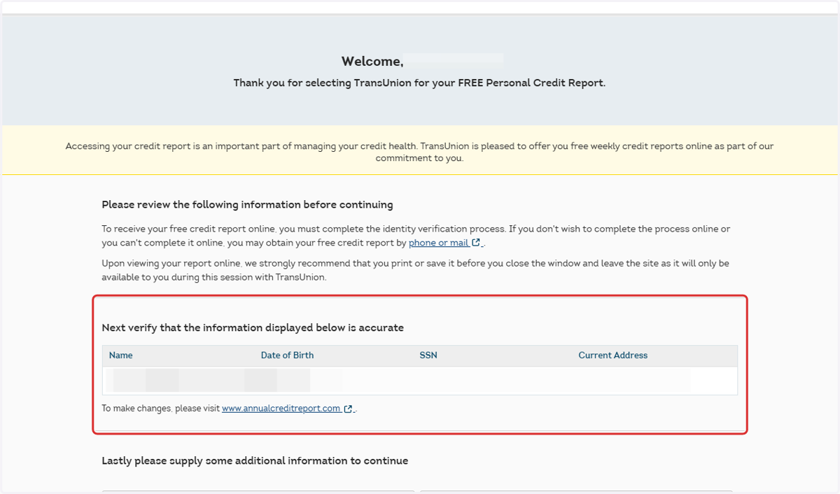 If asked to verify your personal information, review it