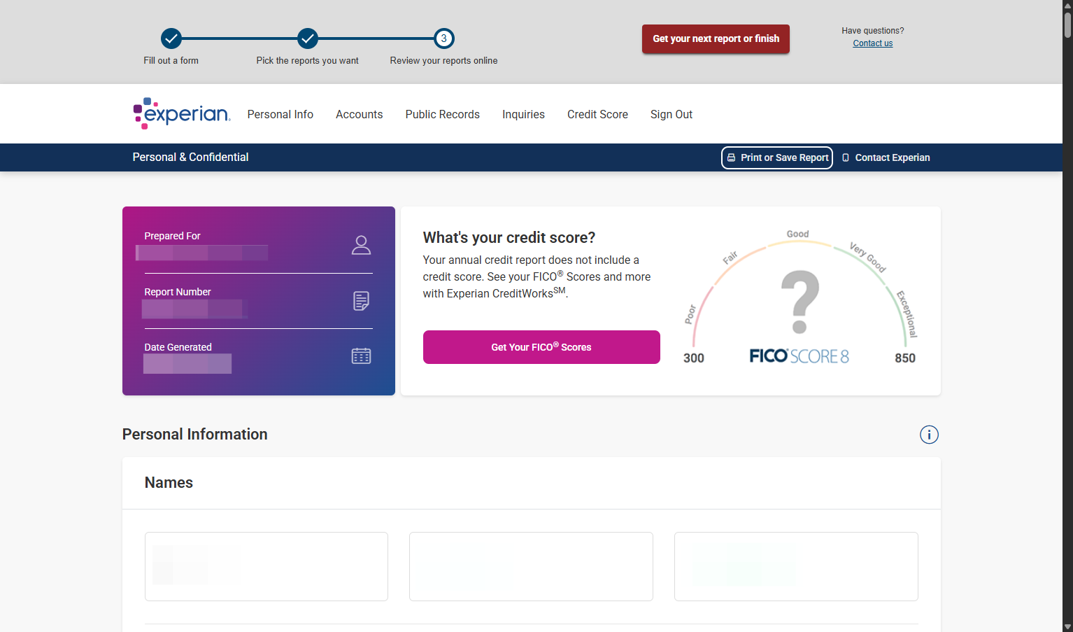 Click on Get your next report or finish