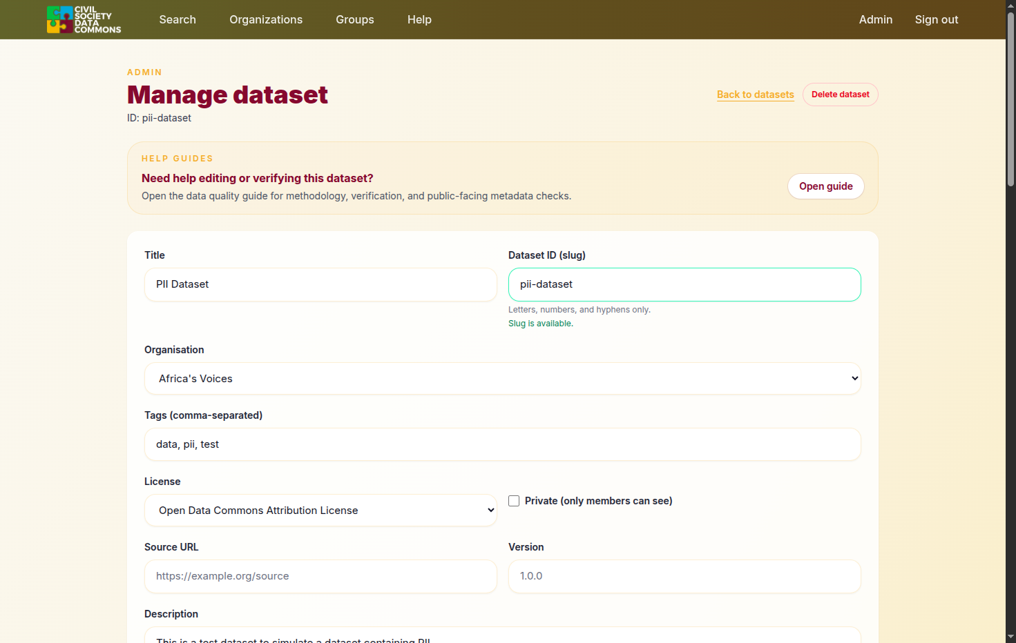 The dataset is now saved successfully