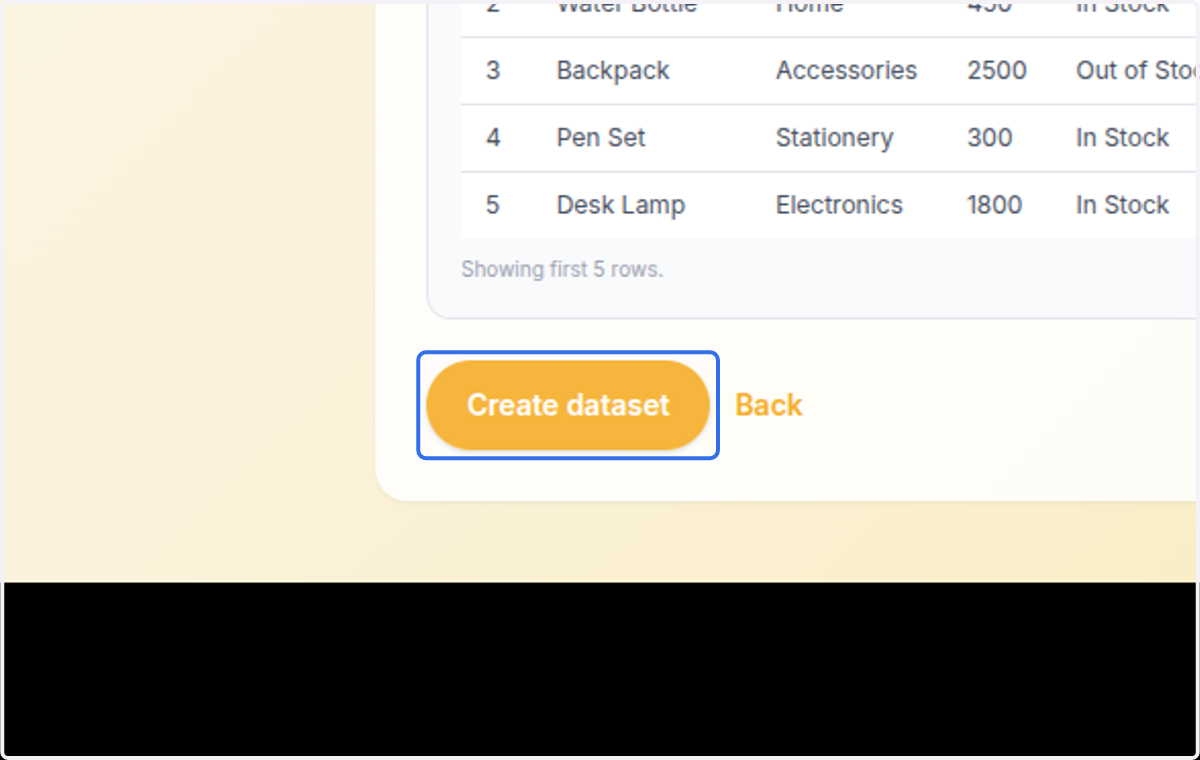 Click on Create dataset
