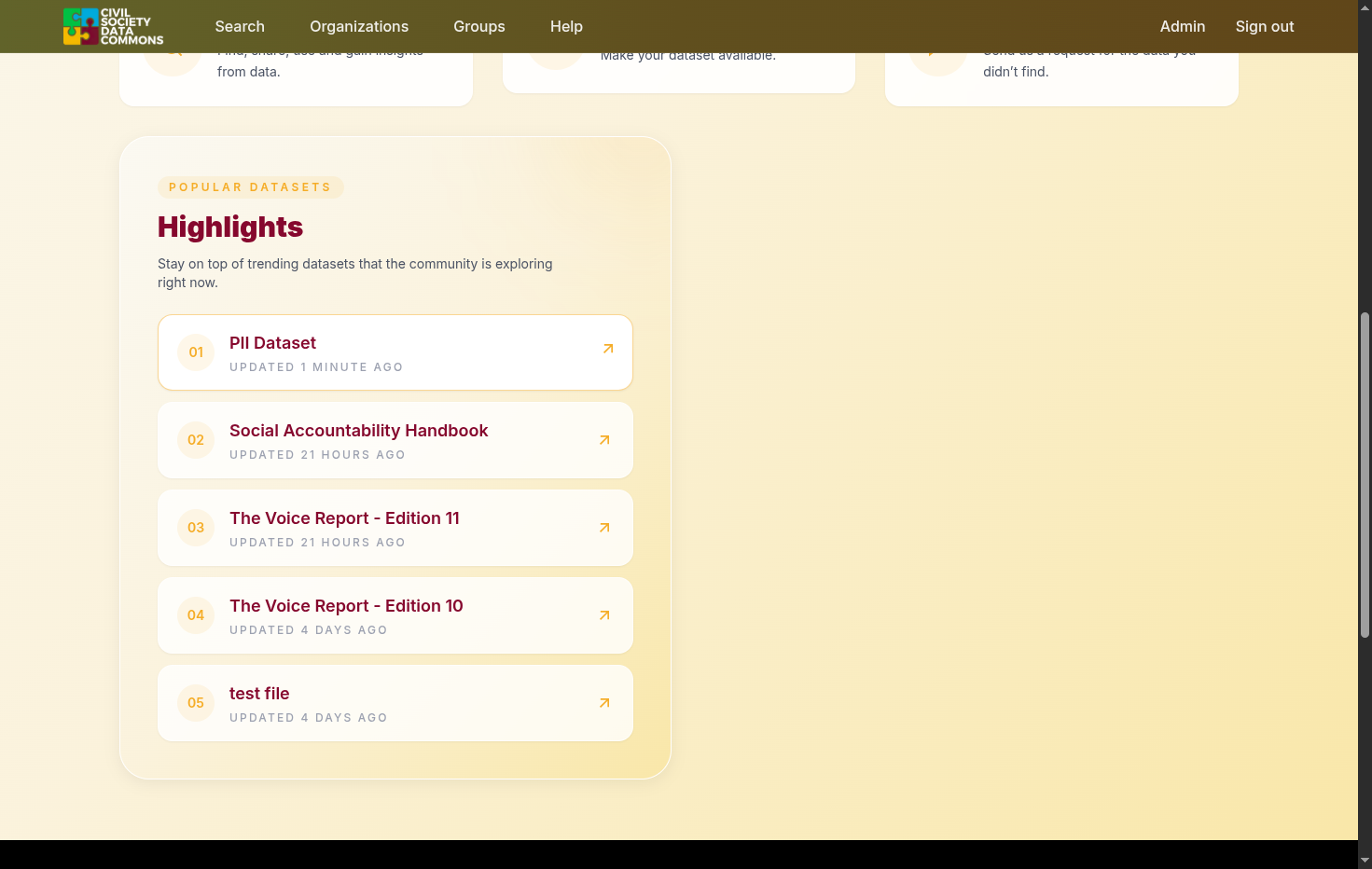 View the dataset in the public site