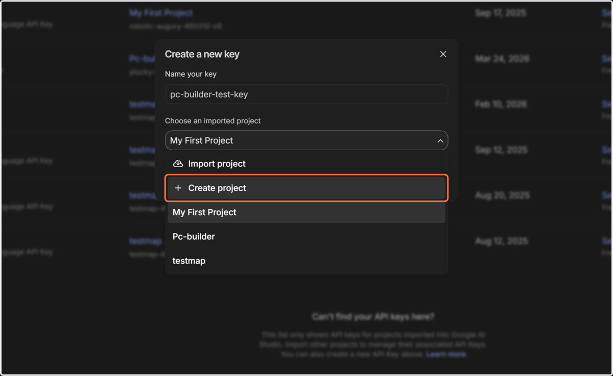Click on Create project