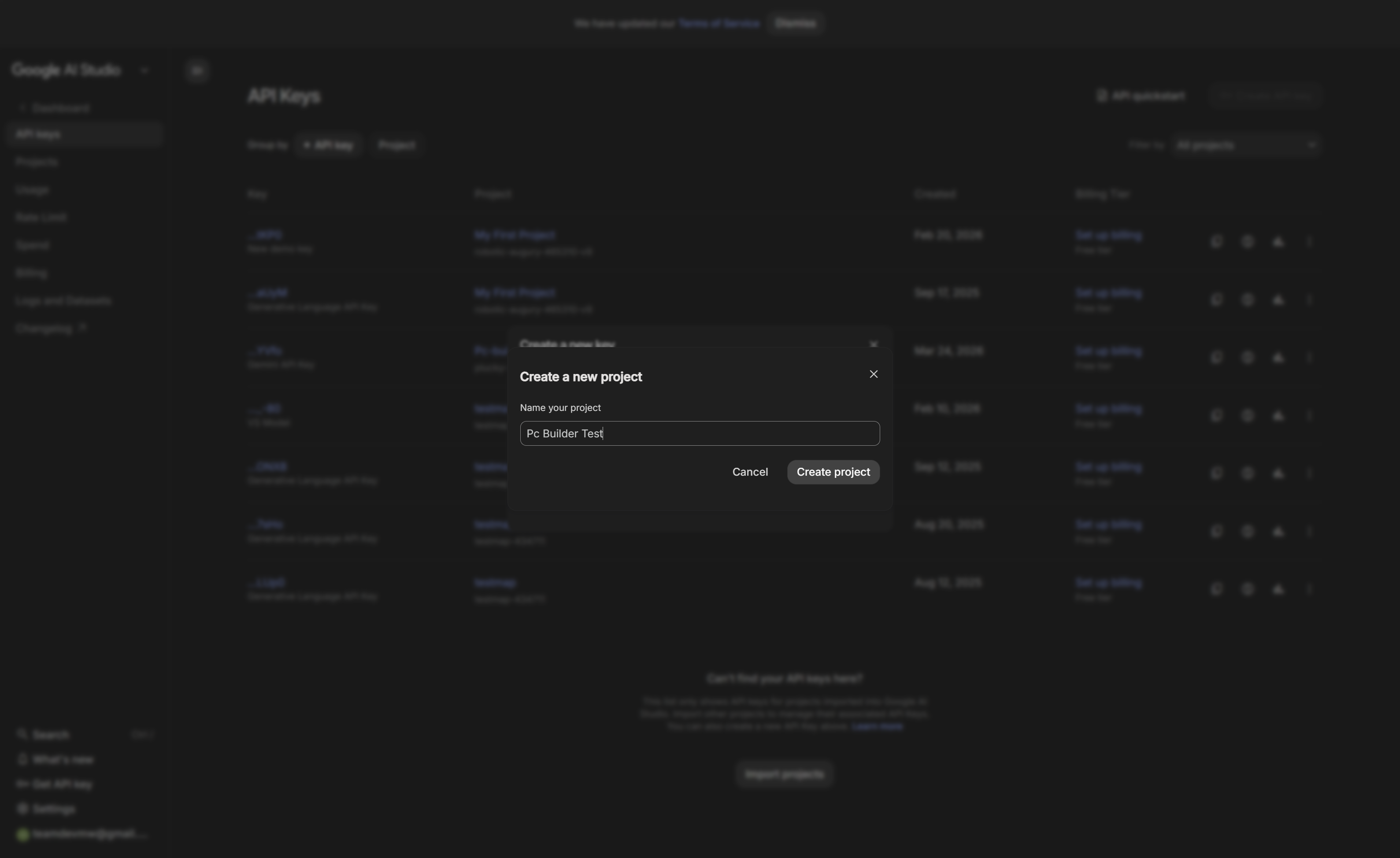 Click on Create project