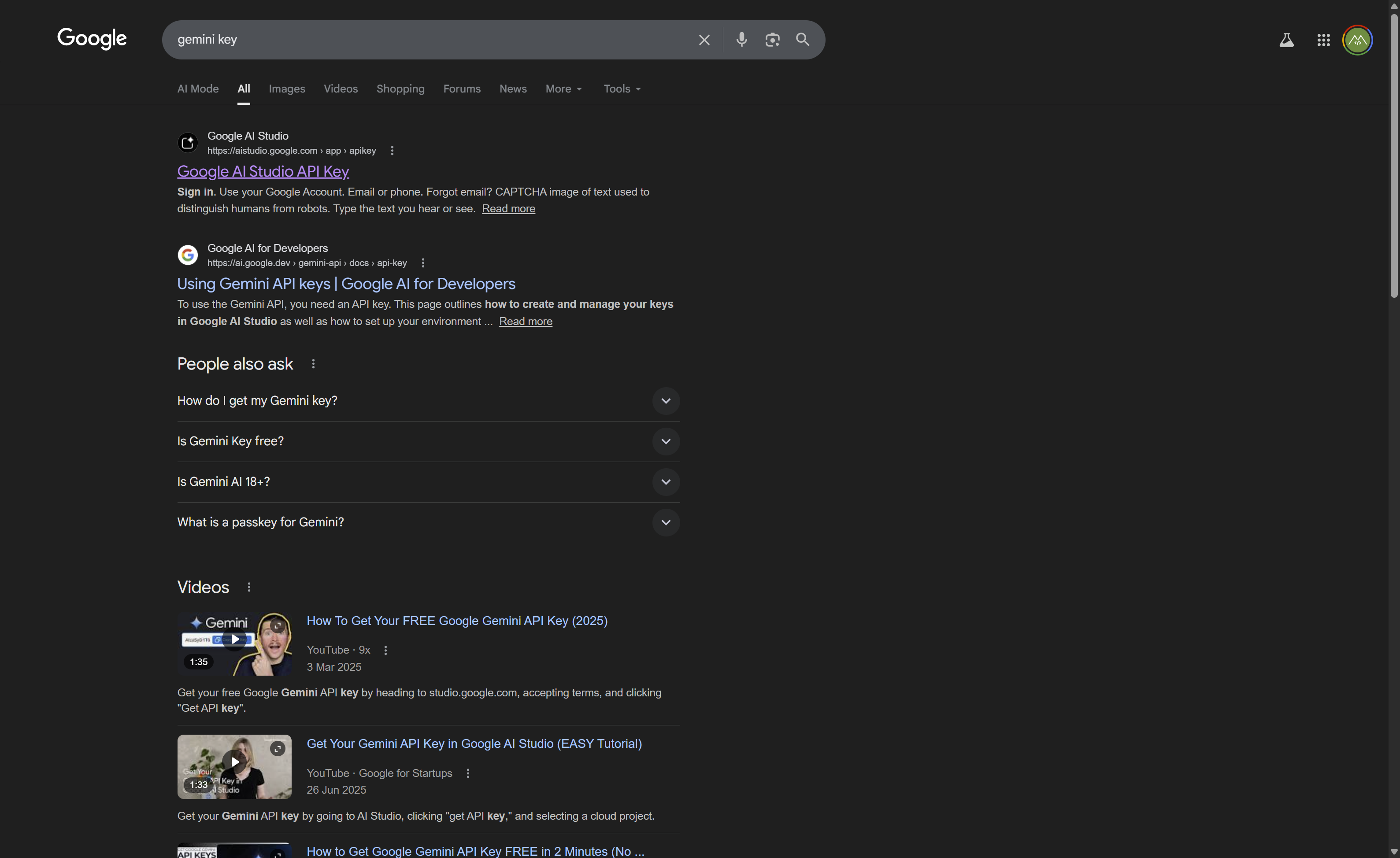Click on Google AI Studio API Key…