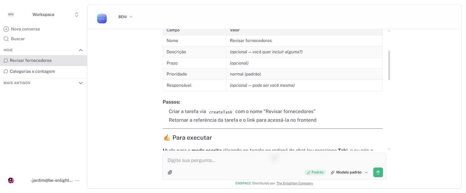 O Beni apresenta a proposta e não altera nada enquanto você não confirmar.