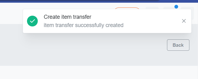 The item was successfully transferred.