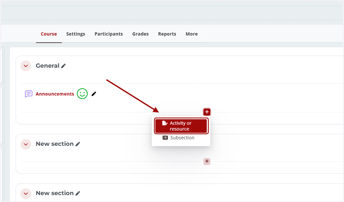Select Activity or resource
