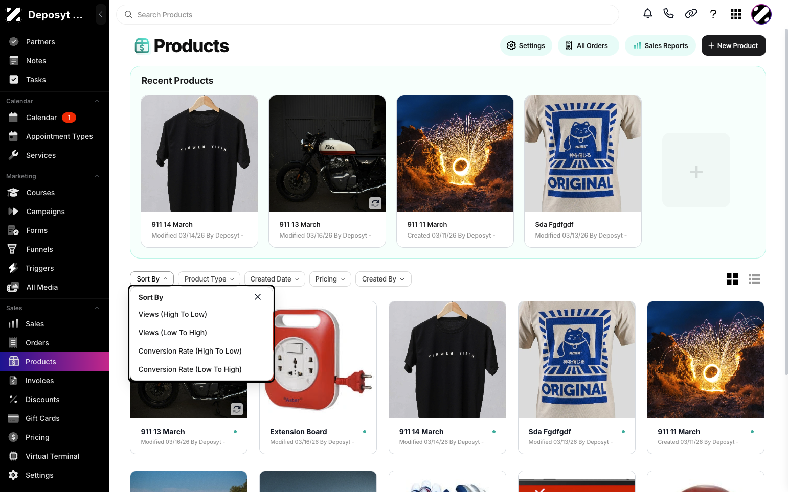 Step 4: You can sort products by Views (High to Low or Low to High) or Conversion Rate (High to Low or Low to High).