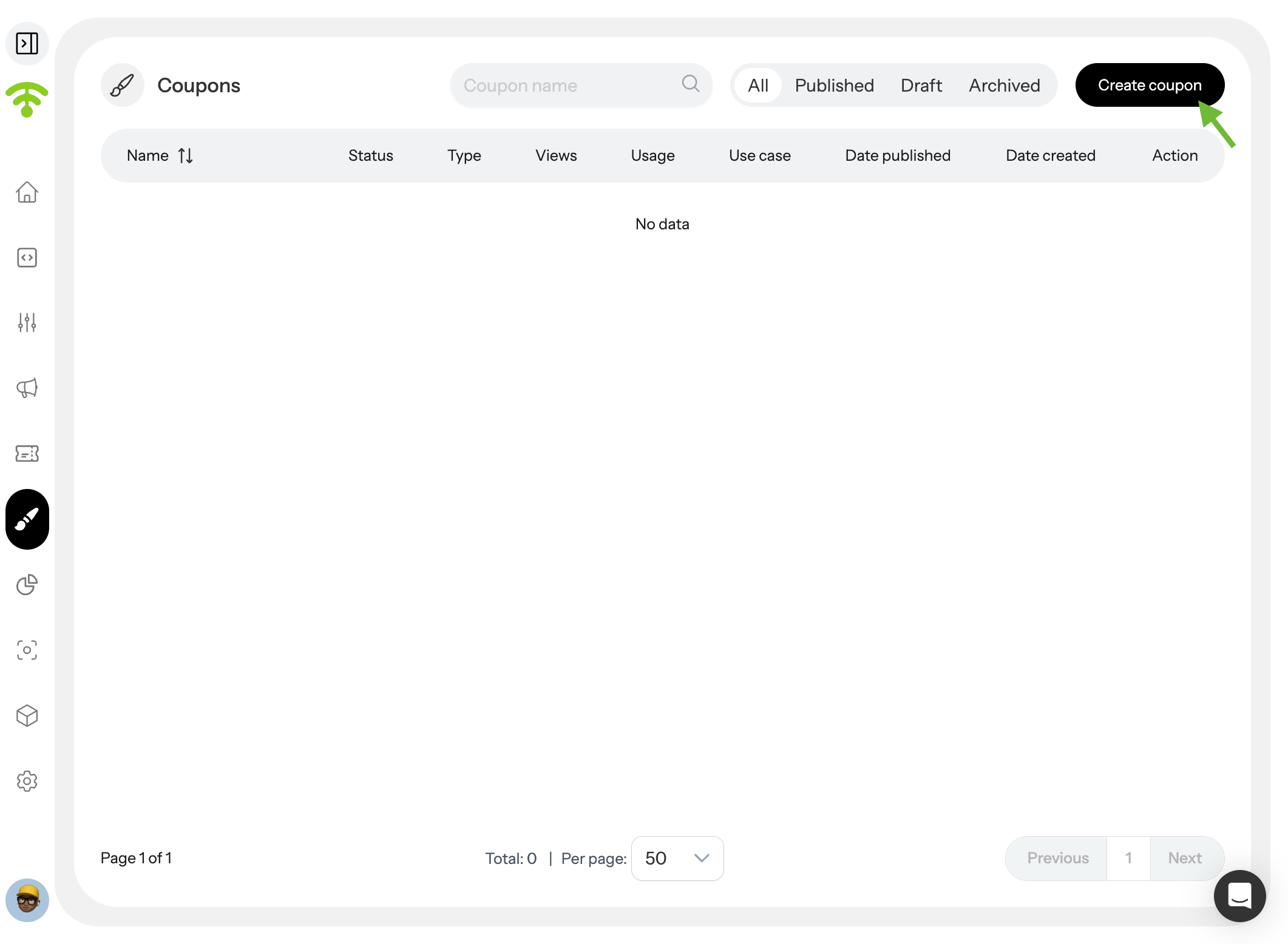 View and Manage Existing Coupons