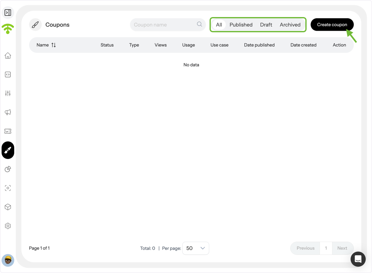 View and Manage Existing Coupons