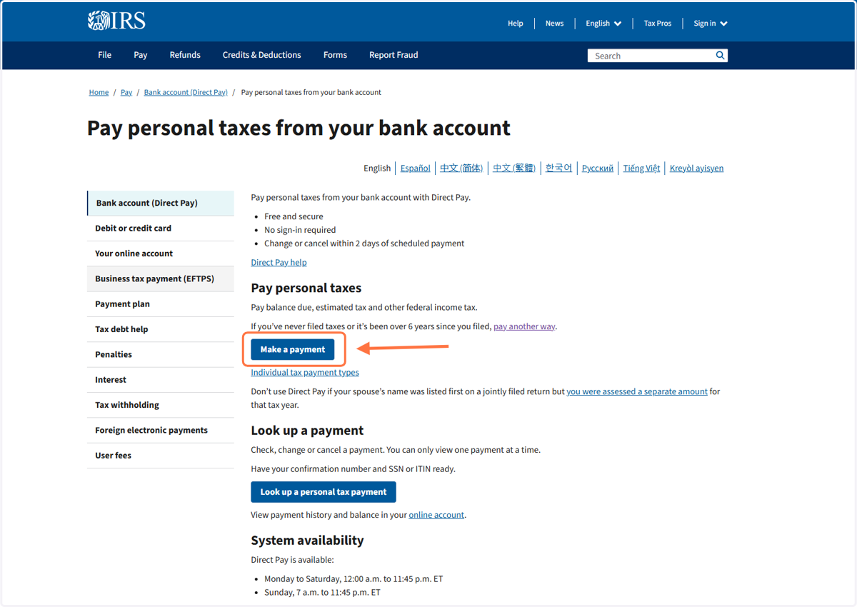 Click on Make Payment