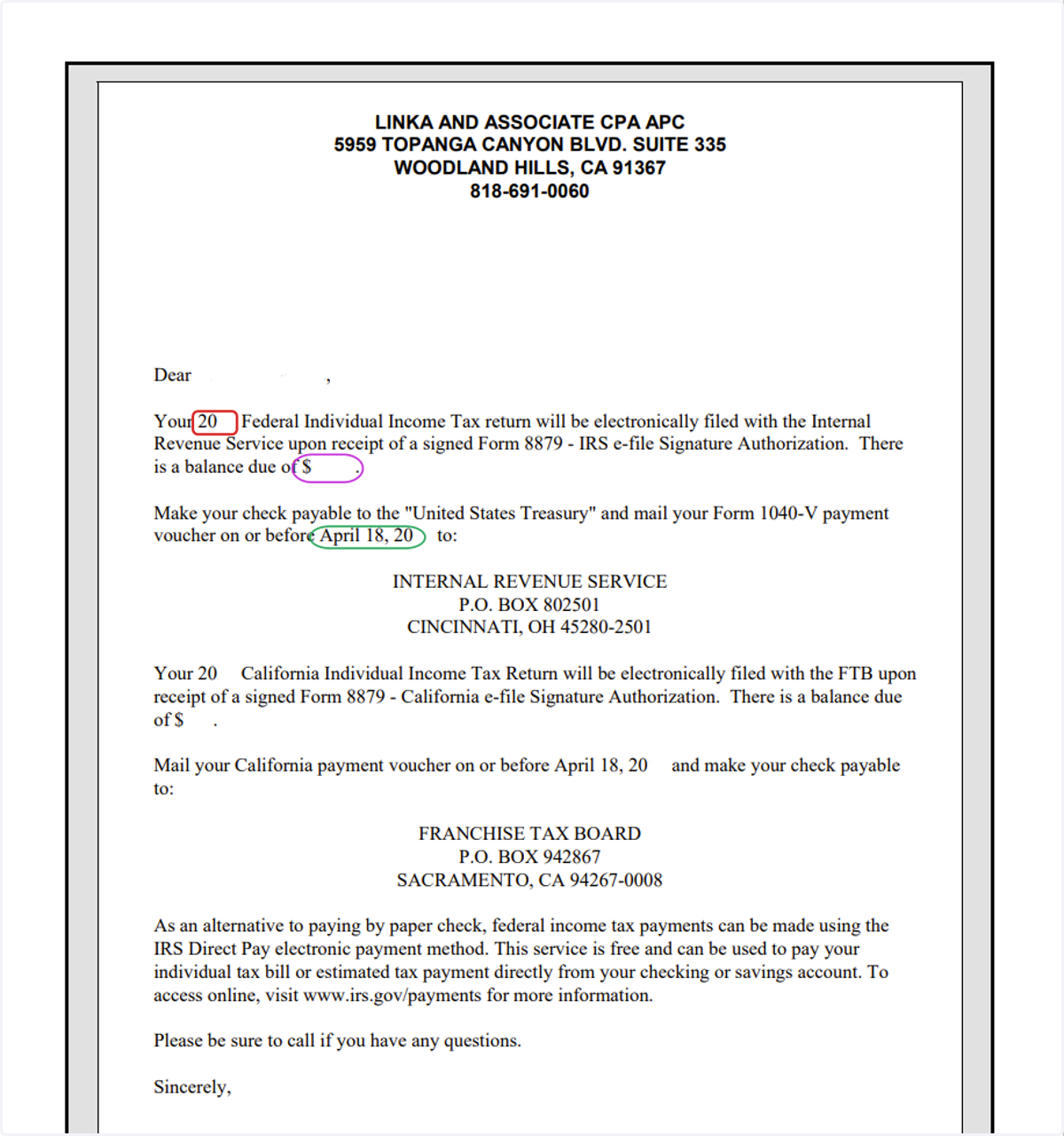 Look at your Tax Letter