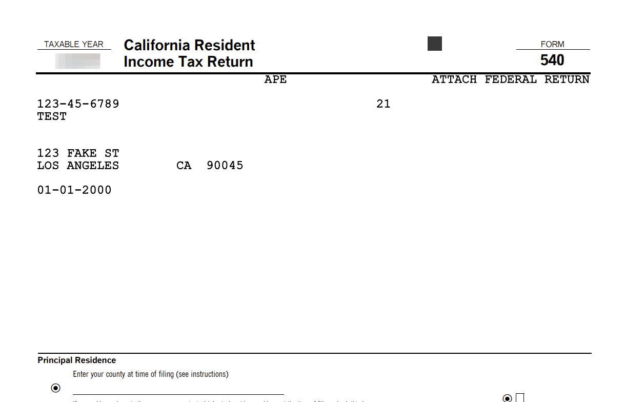 Extra Help: Confirmation of Birthday on CA Tax Return