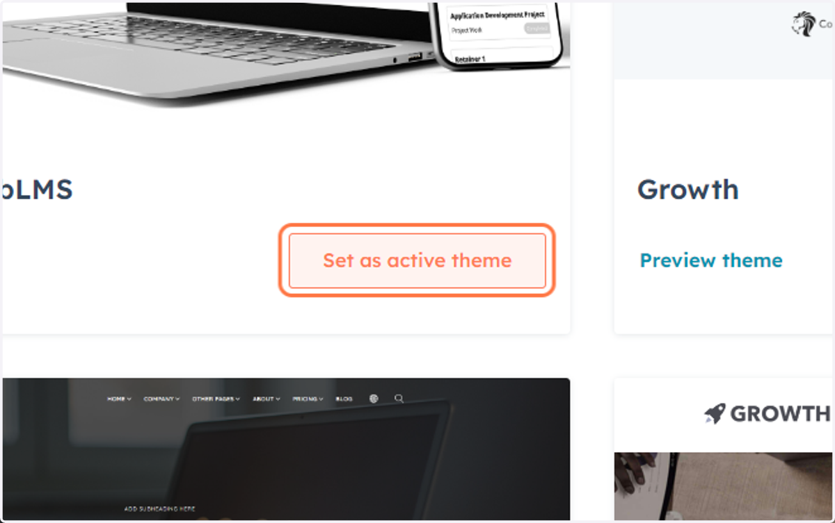 Click on Set as active theme
